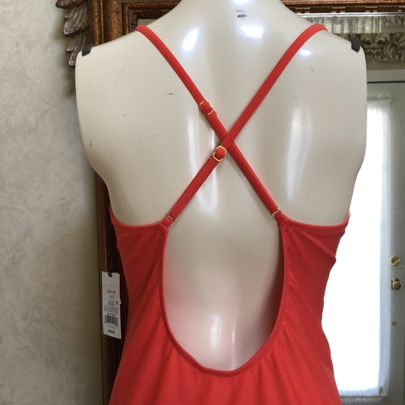 New Women’s one piece cutout swimsuit. Size L (12-14). Orangish red. - Picture 14 of 15
